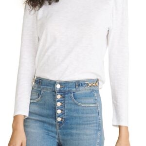 Veronica Beard Mason Long Sleeve T-Shirt in White at Nordstrom, Size Small