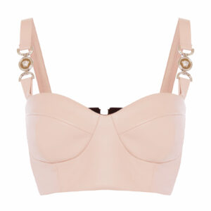 Versace - Cropped Leather Bustier Top - Pink - IT 40 - Moda Operandi