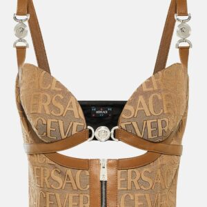 Versace Versace Allover leather-trimmed bustier