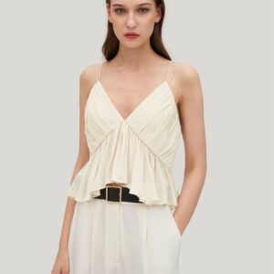 Versatile Pleated Silk Magnolia Camisole