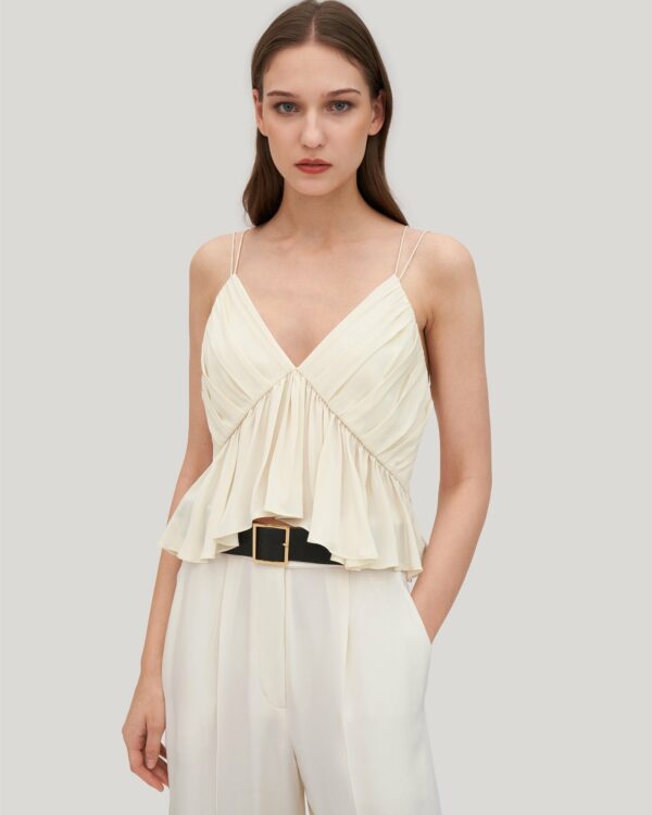 Versatile Pleated Silk Magnolia Camisole