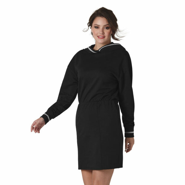 Vevo Active Women's Cinched Waist Hoodie Dress Black Dresses S