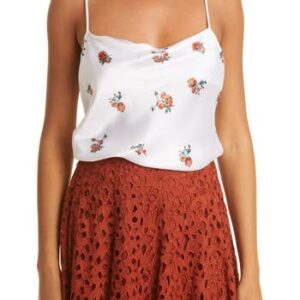 Vince Floral Silk Camisole in Optic White at Nordstrom Rack, Size Medium