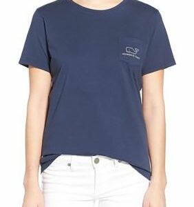 Vineyard Vines Women's Short Sleeve Whale Pocket T-Shirt, Blue, XS