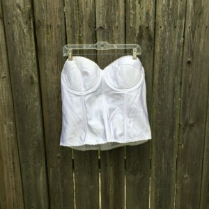 Vintage 80's Empire Intimates White Sheer Back Strapless Bustier Top Size 42D