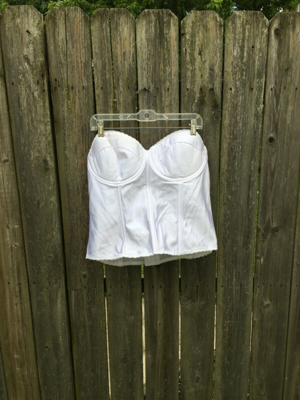 Vintage 80's Empire Intimates White Sheer Back Strapless Bustier Top Size 42D