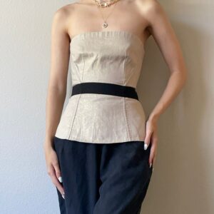 Vintage Dolce Gabbana/D&g Beige Linen Blend Bustier Top, Size Small, It42 #10164