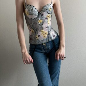 Vintage French Designer Floral Bustier, S M #10023