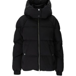 WOOLRICH ALSEA CROP BLACK CROPPED HOODED DOWN JACKET