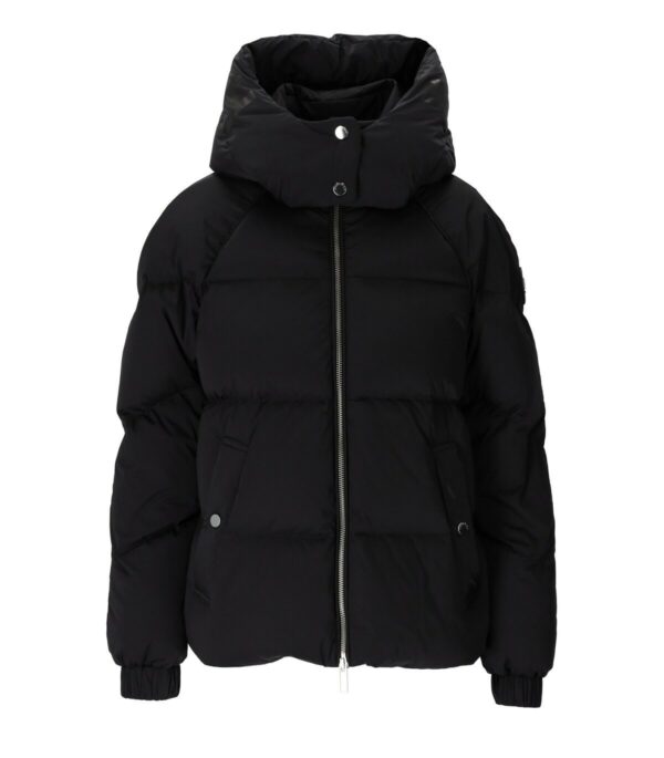 WOOLRICH ALSEA CROP BLACK CROPPED HOODED DOWN JACKET