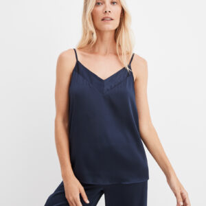 Washable Silk Double V Sleep Camisole - True Navy - Large