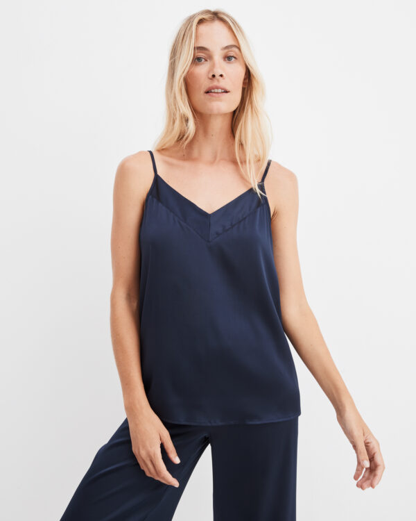 Washable Silk Double V Sleep Camisole - True Navy - Large