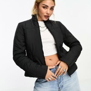 Weekday Cindy light padded jacket with cinched waist effect in black