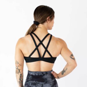 Weightlifting | Black | Strappy Sports Bra, Smooth and Breathable | FLEO