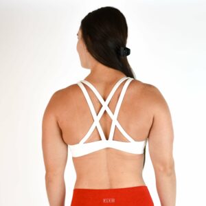 Weightlifting | White | Strappy Sports Bra, Smooth and Breathable | FLEO