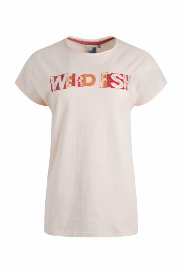 Weird Fish Letter Press Organic Cotton Slub T-Shirt Pale Coral Size 20