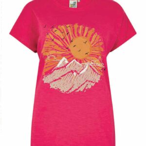 Weird Fish Sundown Organic Cotton Slub T-Shirt Hot Pink Size 12