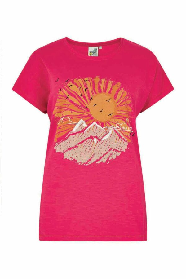 Weird Fish Sundown Organic Cotton Slub T-Shirt Hot Pink Size 12