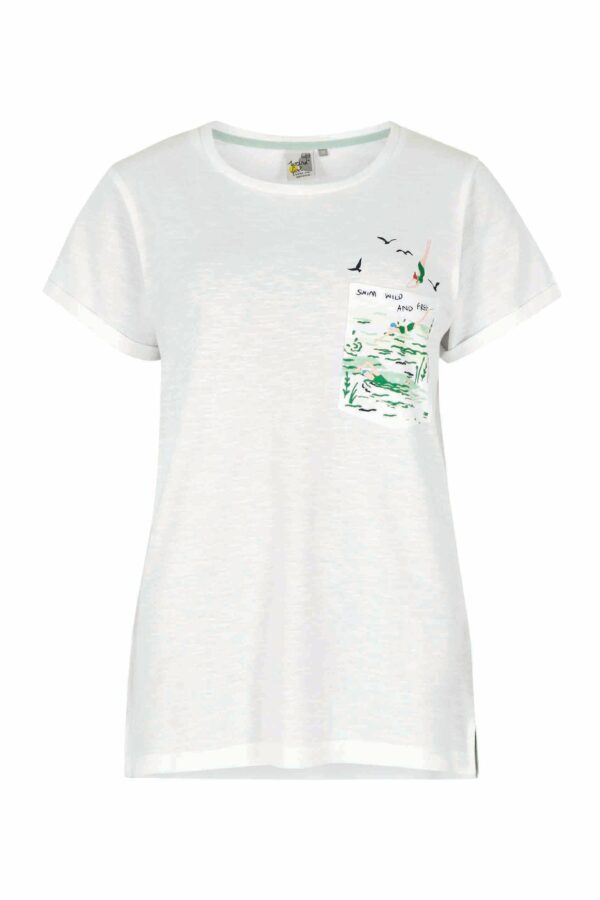 Weird Fish Wild Swimmers Organic Cotton T-Shirt White Size 8