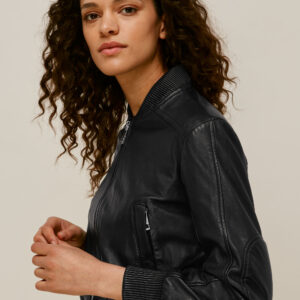 Whistles Women's Cropped Leather Bomber Jacket