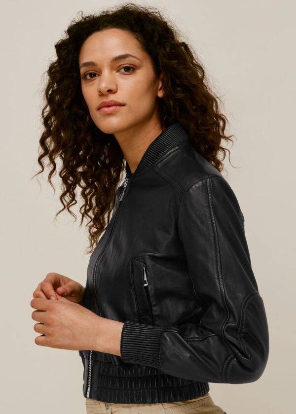 Whistles Women's Cropped Leather Bomber Jacket