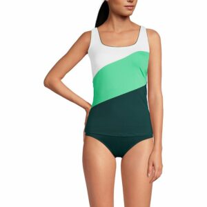 Women's Lands' End Bust Minimizer UPF 50 Underwire Tankini Swimsuit Top, Size: 10, Balsam Wintergreen