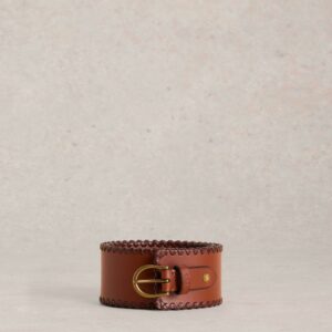 White Stuff Leather Cinch Waist Belt In Tan