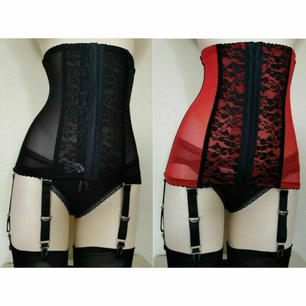 Women Boned Waist Cincher Body Shaper Removable Garter Belt Adjustable 6 Strap