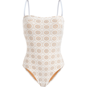 Women Bustier One-piece Swimsuit Broderies Anglaises - Swimming Trunk - Facette - White - Size XS - Vilebrequin