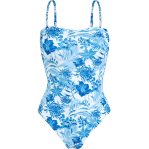 Women Bustier One-piece Swimsuit Tahiti Flowers - Swimming Trunk - Facette - White - Size S - Vilebrequin