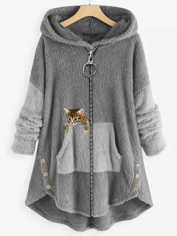 Women Casual Animal Winter Hoodie Natural Daily Regular Fit Long sleeve Regular Other Coat