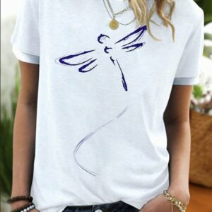 Women Casual Summer Text Letters Regular Fit Short sleeve Crew Neck Cotton-Blend Regular Regular T-shirt