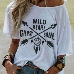 Women Casual Top Hippie Printed Short Sleeve T-Shirt Tees