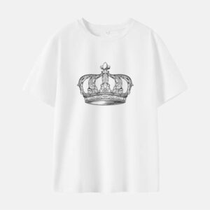 Women Crown Print Cotton Stain Resistant Short Sleeve T-shirt