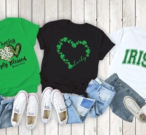 Women Irish Love St. Patrick s Day T-Shirt (S-2XL) S (2-4) Slainte - K.Green-White Prt