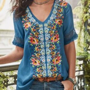 Women Patchwork Short Sleeve T-shirt