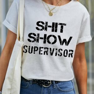 Women Spring Simple Text Letters Cotton Daily Loose Crew Neck Regular Regular T-shirt