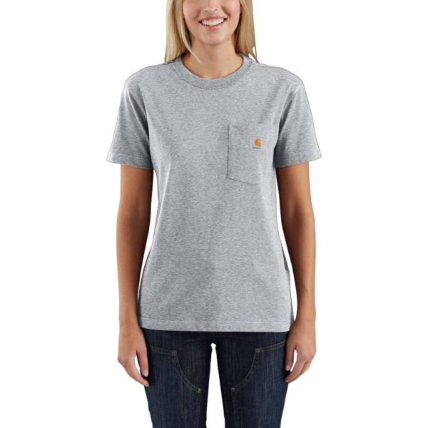 Women's 2X-Large Heather Gray Cotton/Polyester Workwear Pocket Short Sleeve T-Shirt