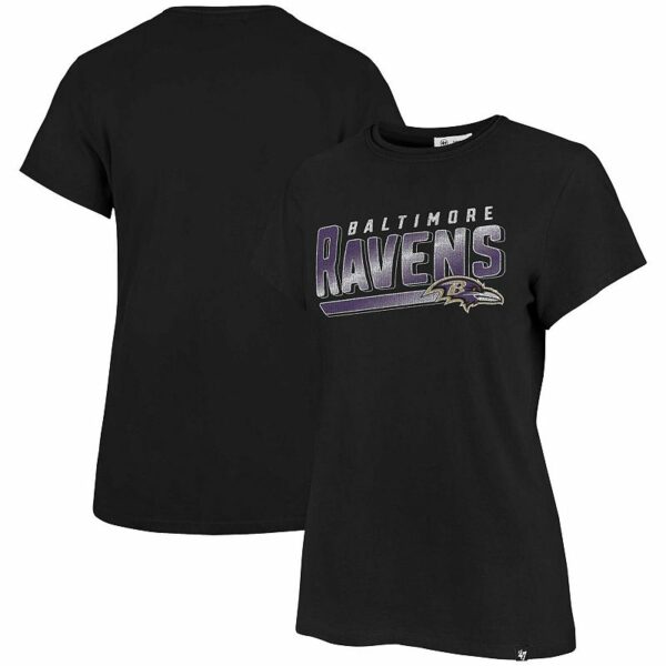 Women's '47 Black Baltimore Ravens Pep Up Frankie T-Shirt, Size: Medium