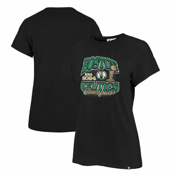 Women's '47 Black Boston Celtics 2024 NBA Finals Champions Trophy Franklin T-Shirt