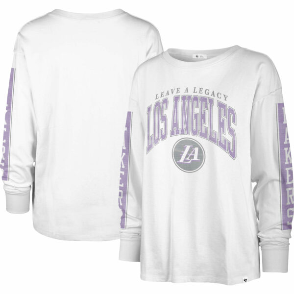 Women's '47 White Los Angeles Lakers City Edition SOA Long Sleeve T-Shirt