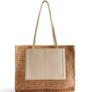 Womens Ashvi Raffia Large Tote Bag Cream