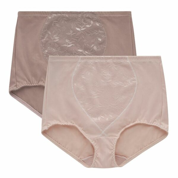 Women's Bali® 2-Pack Firm Control Tummy Panel Firm Control Shaping Brief Panty Set X710, Size: Small, Sandshell Blush