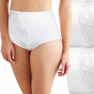 Women's Bali® 2-Pack Firm Control Tummy Panel Firm Control Shaping Brief Panty Set X710, Size: XL, White Jacquard