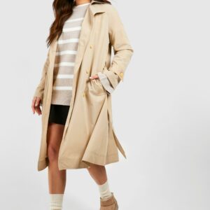 Womens Belted Trench Coat - Beige - 14, Beige