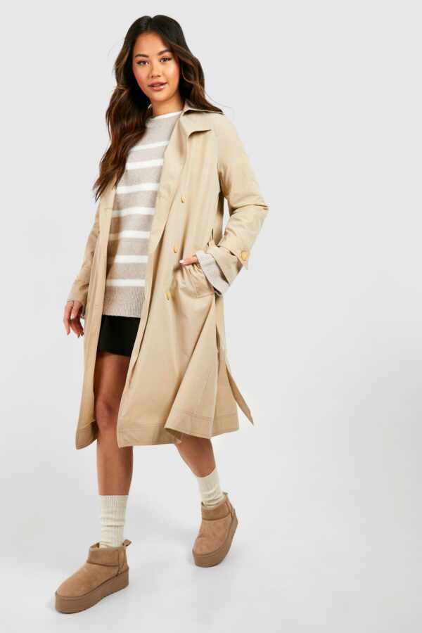 Womens Belted Trench Coat - Beige - 14, Beige