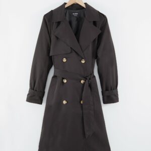 Women's Black Double Breasted Trench Coat