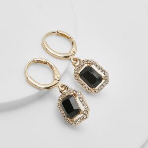 Womens Black Halo Drop Hoop Earrings - One Size, Black