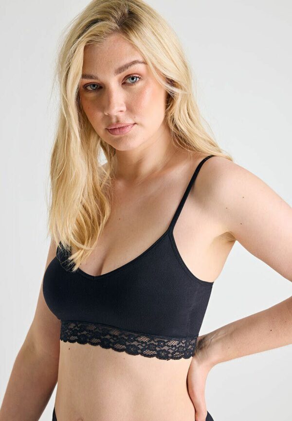 Womens Black Lace Trim Crop Top