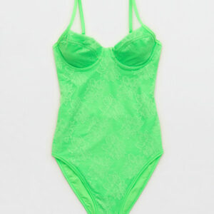 Aerie Lace Underwire One Piece Swimsuit Women's Neon Lime XS